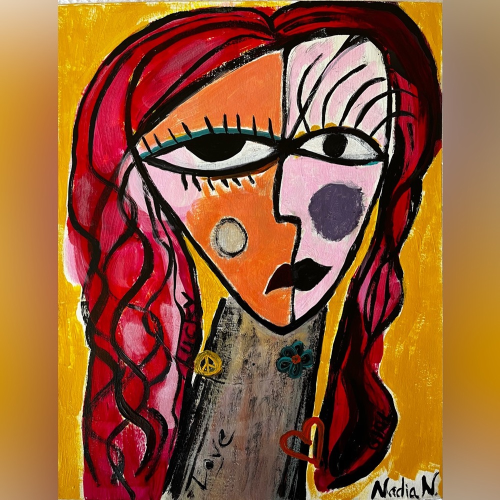 🖼️ 🎨 Original art abstract painting of a female